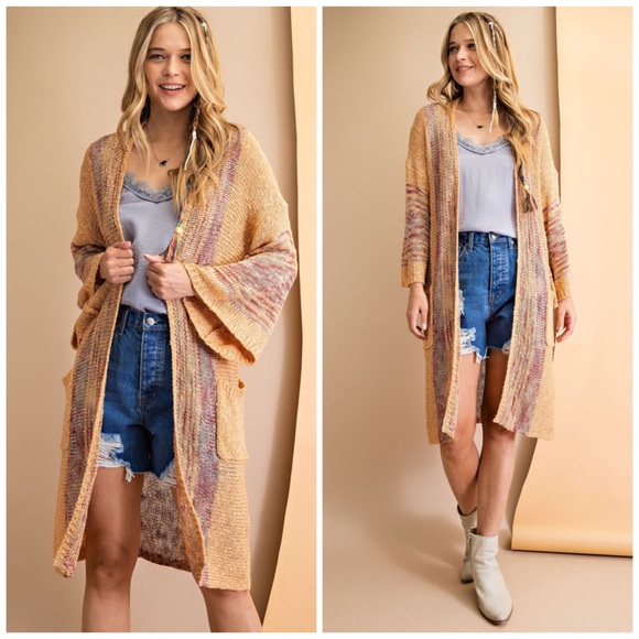 Boho Throw On Cardi in Mustard - Picture 2 of 5